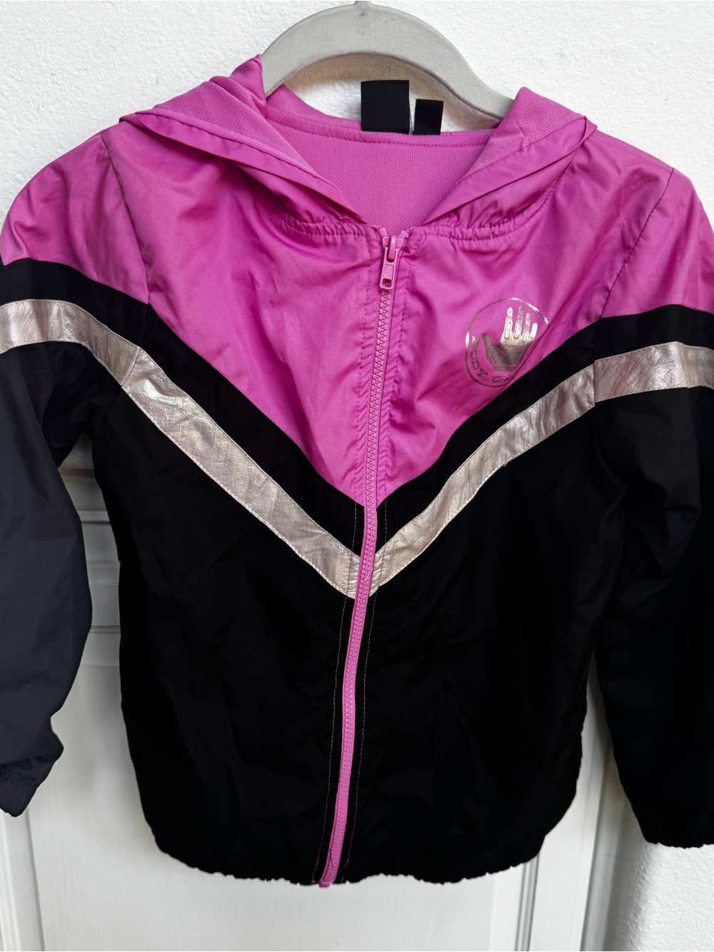 Vintage Body Glove Pink and Black Hooded Windbreaker